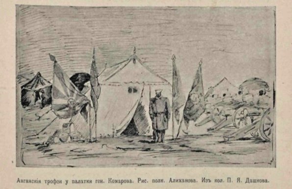 1885 Взятие Кушки Бой Афганские Трофеи Рисунок Полковника Алиханова