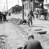 1935 Ташкент Дорожные работы на трамвайных путях на улице старого города